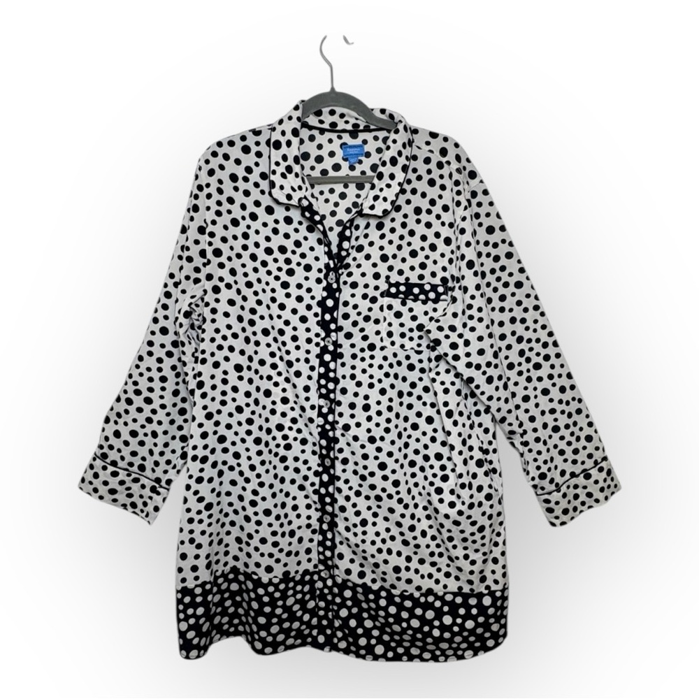 Simply Vera Vera Wang Black and White Polka Dot Tunic Dress Classic Preppy XXL